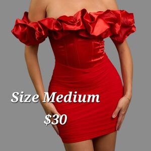 Elegant Red Off-Shoulder Dress